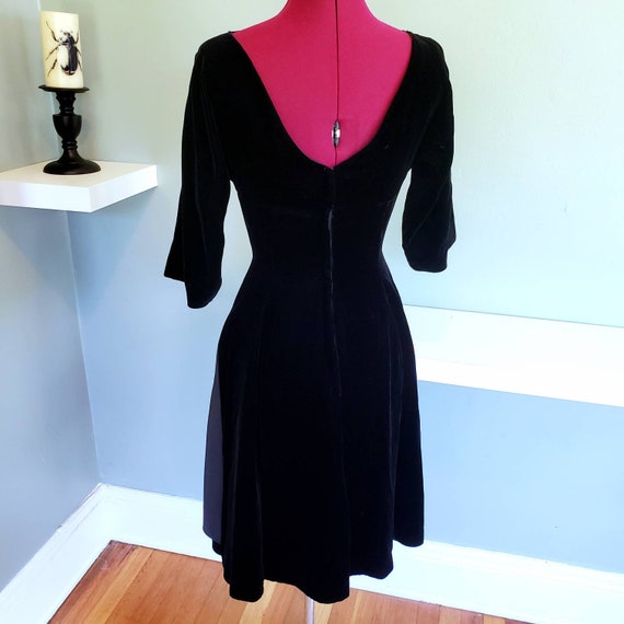 50s Claudia Young Black Dress Velvet Vintage - image 3