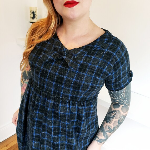 60s Volup Vintage Plaid Babydoll Dress S-L - image 4