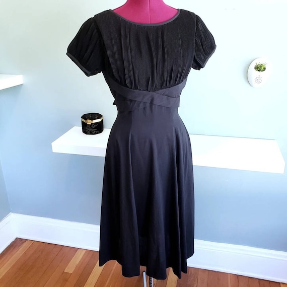 Vintage 40s Black Dress XS/S Goth Pinup True Vint… - image 1
