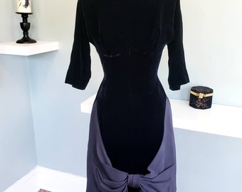 50s Claudia Young Black Dress Velvet Vintage