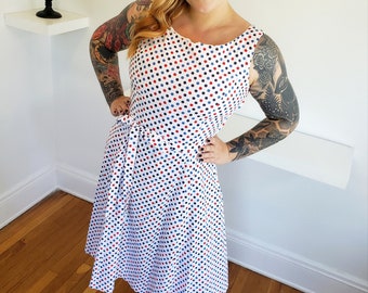 60s Curvy Volup Polka Dot Fit and Flare Pinup Sundress XL/12