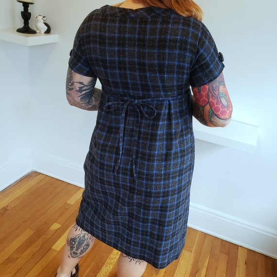 60s Volup Vintage Plaid Babydoll Dress S-L - image 3
