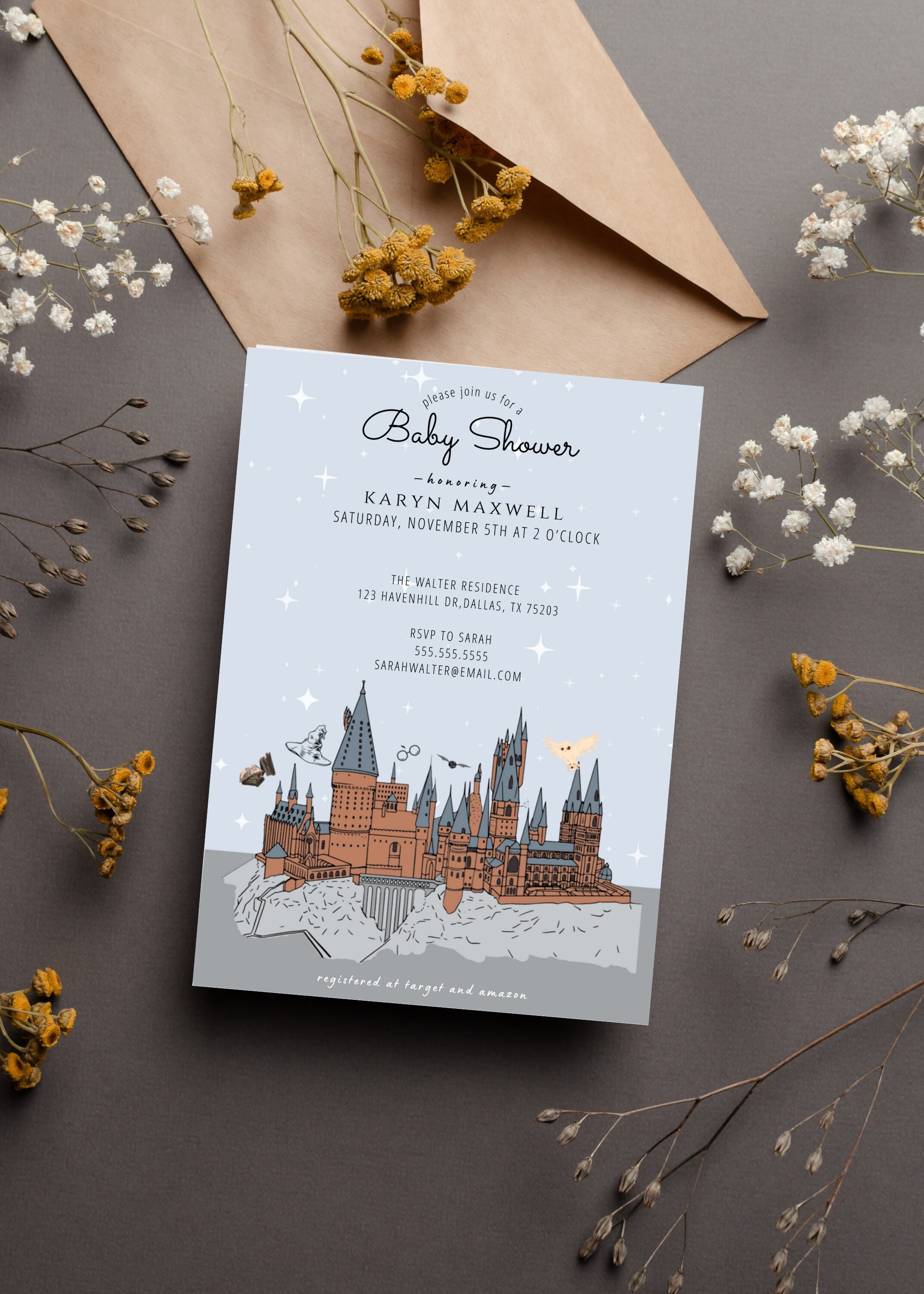 Hogwarts Baby Shower or Sprinkle Digital Invitation Baby Boy or Girl