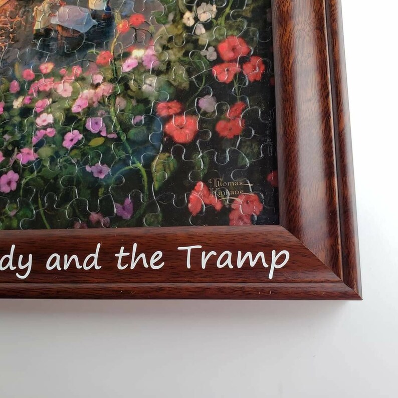 Thomas Kinkade and Disney's Lady and the Tramp Puzzle, Glued and Framed