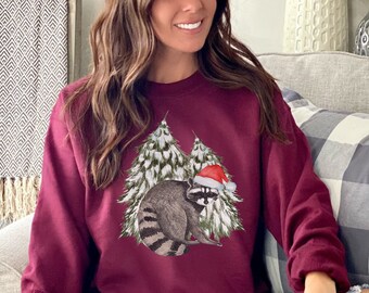 Racoon Sweatshirt Racoon Christmas Goblincore Clothing Goblincore Christmas Winter Cottagecore Sweatshirt Cottagecore Christmas Gift Sweater