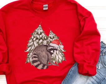 Racoon Sweatshirt Cottagecore Sweatshirt Cottagecore Christmas Goblincore Clothing Goblincore Christmas Sweatshirt Gift for Racoon Lover