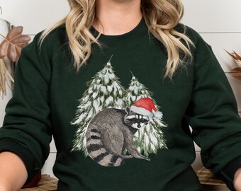 Racoon Sweatshirt Racoon Christmas Goblincore Clothing Goblincore Christmas Winter Cottagecore Sweatshirt Cottagecore Christmas Gift Sweater
