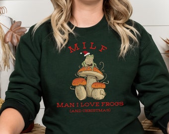 Kikker Sweatshirt Man I Love Frogs Sweatshirt Goblincore Kleding Goblincore Christmas Cottagecore Christmas Winter Cottagecore Sweater