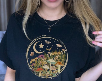Goblincore Clothing Goblincore Shirt Goblincore Frog Shirt Mushroom Shirt Moon Shirt Botanical Shirt Cottagecore Shirt Cottagecore Clothing