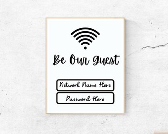 Printable Wifi Sign Be Our Guest - Etsy