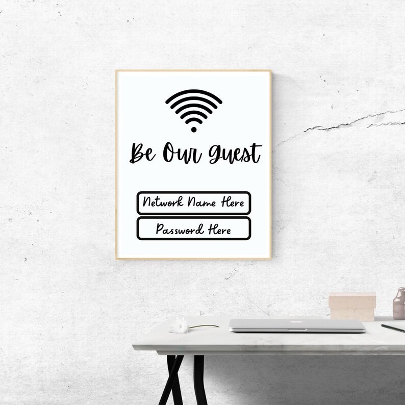 Be Our Guest WIFI Password Sign Printable, Wifi Sign, Wifi Sign Template, 4x6, 5x7, 8x10, JPG ...