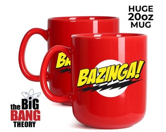The Big Bang Theory Jumbo Coffee Mug | Bazinga! | Premium Huge 20oz Porcelain | Gift for TBBT Fan | Printed in Canada