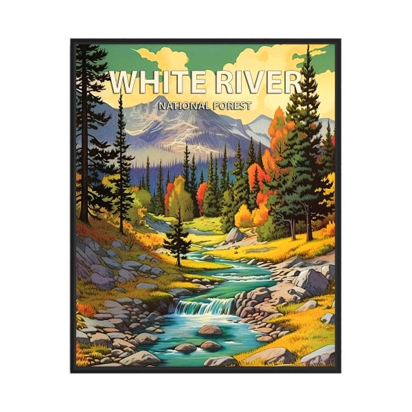 White River National Forest Poster Art Print, Retro National Park Gifts