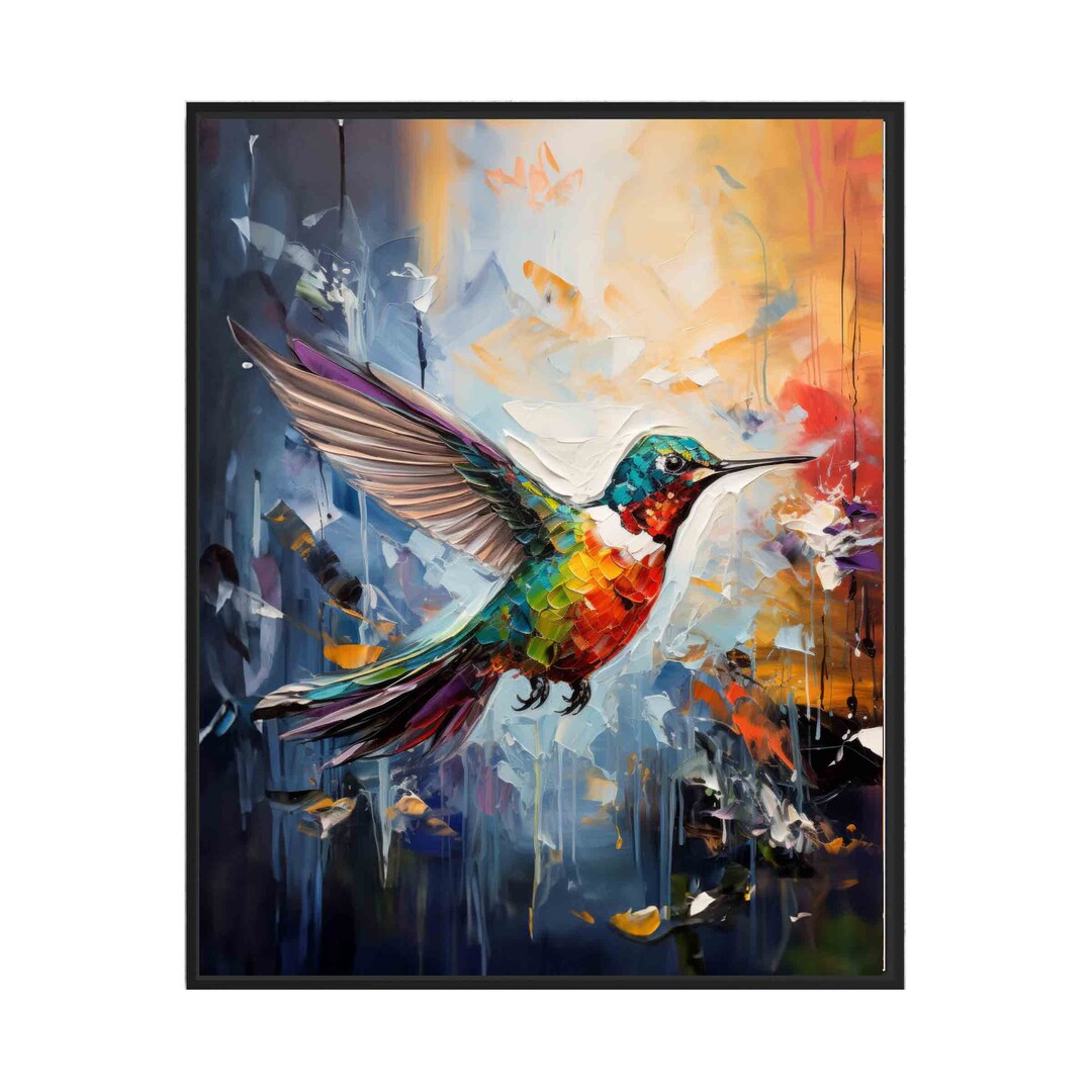 Hummingbird Art Print Posters, Animal Abstracts Wall Art Painting ...