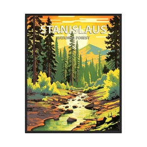 Stanislaus National Forest Poster Kunstdruck, Retro Nationalpark Geschenke