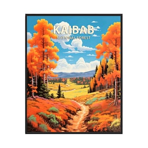 Kaibab National Forest Poster Kunstdruck, Retro Nationalpark Geschenke