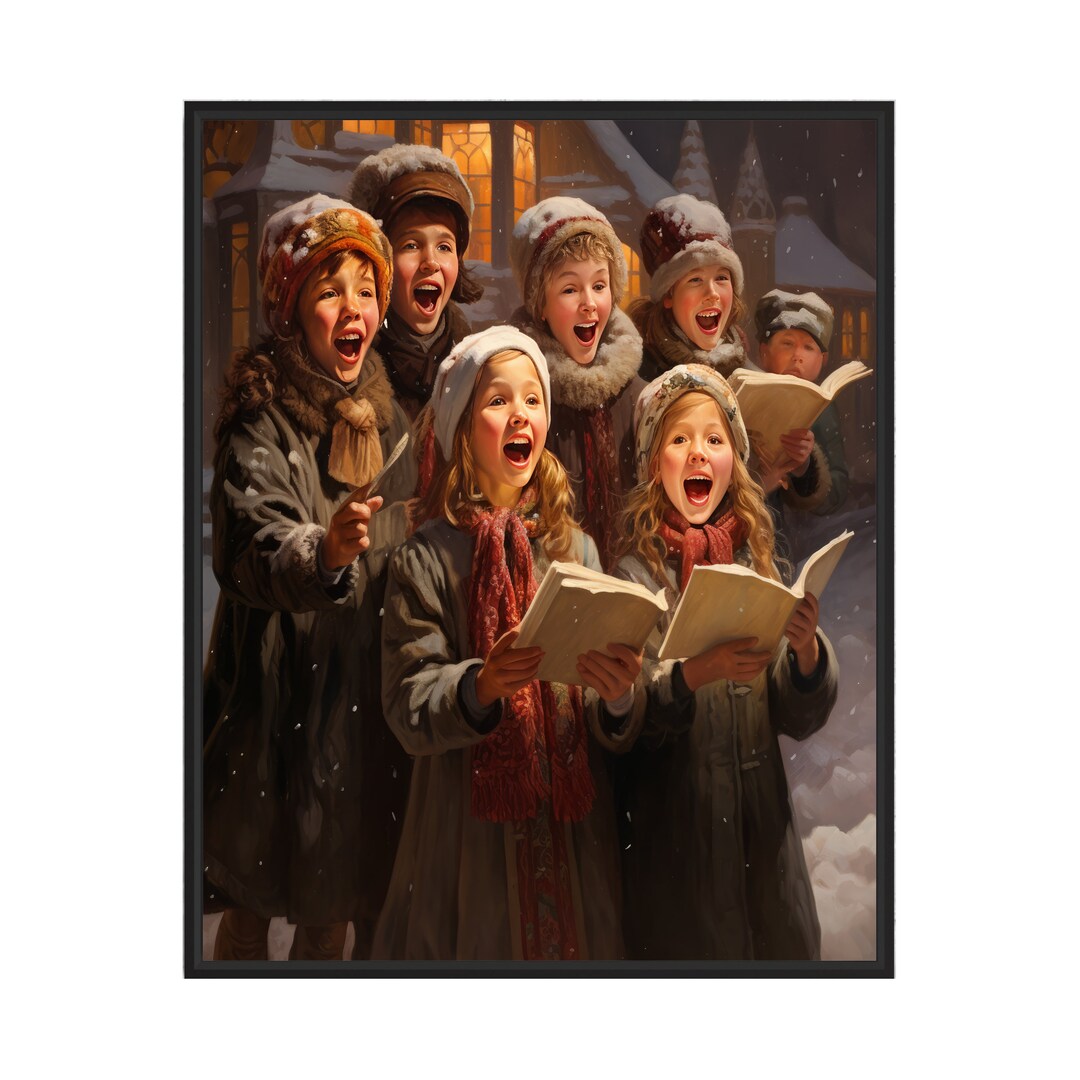 Joyful Carolers Poster Art Print, Holiday Christmas Wall Decor Painting Artwork - Etsy