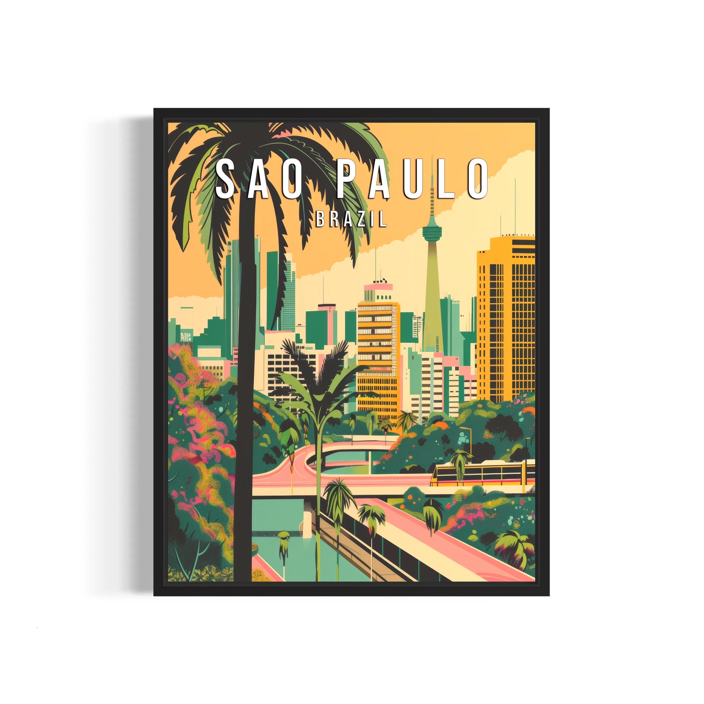 Poemobiles Sao Paulo/フリオ プラサ/ポスター Sao Paulo Brazil Poster Art Print, Vintage Retro South