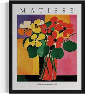Póster con estampado artístico de florero de capuchina, cuadro de pared con flores de Matisse, obra de arte para decoración de sala de estar