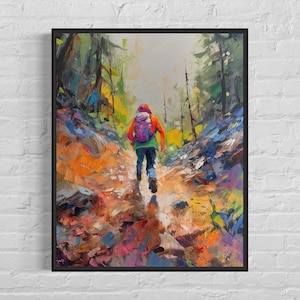 Impressão de arte de pintura abstrata de caminhada, pôster de arte de parede abstrata colorida