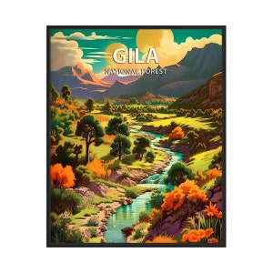 Gila National Forest Poster Kunstdruck, Retro Nationalpark Geschenke