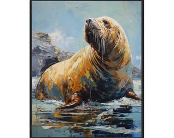 Walrus Art Print Posters, Animal Abstracts Wall Art Painting Decoration Gifts