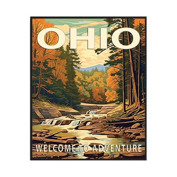 Ohio State Scenery Poster Art Print, Retro National Park Gifts