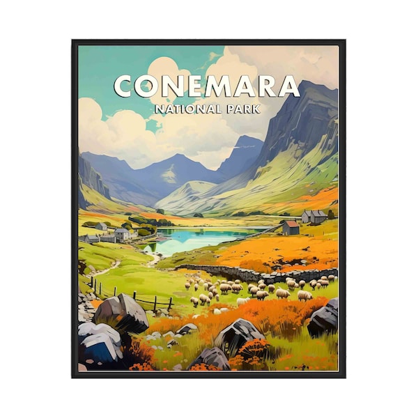 Connemara National Park Poster Art Print, Retro National Park Gifts