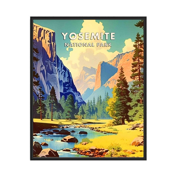 Yosemite National Park Poster Art Print, Retro National Park Gifts