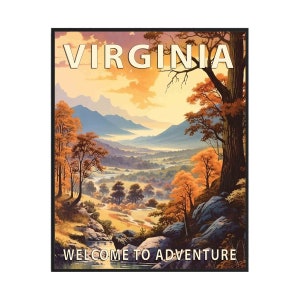 Virginia State Scenery Poster Art Print, Retro National Park Gifts