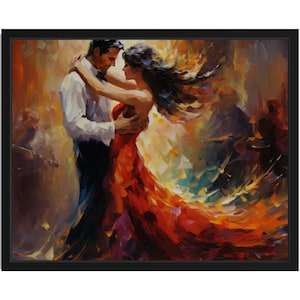 Tango Paar Poster Kunst Druck, Abstrakte Wand Kunst Malerei Bild Kunstwerk Wohnzimmer Dekor