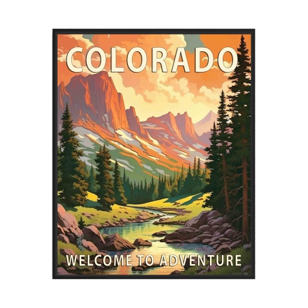 Colorado State Scenery Poster Art Print, Retro National Park Gifts