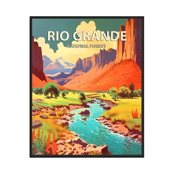 Rio Grande National Forest Poster Art Print, Retro National Park Gifts