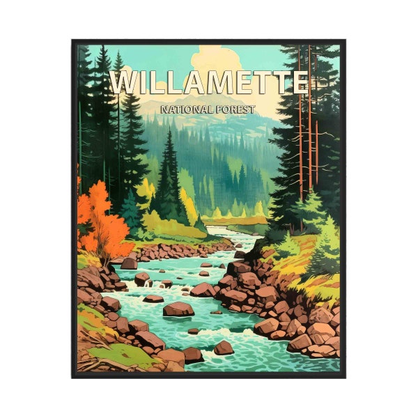 Willamette National Forest Poster Art Print, Retro National Park Gifts