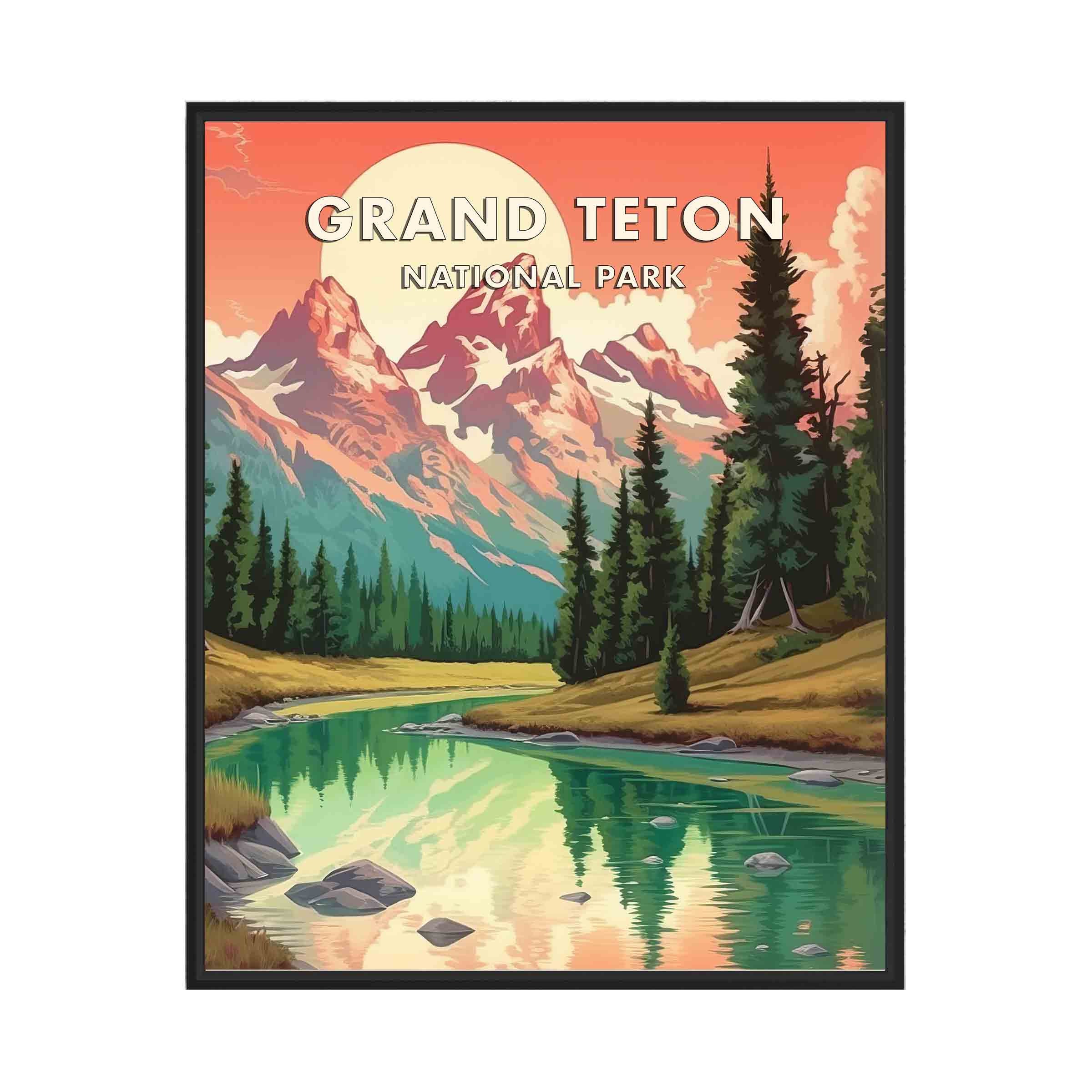 Grand Teton National Park Hand-Drawn Map Poster - Authentic 18x24