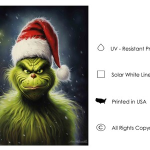 The Grinch Poster Art Print, Holiday Christmas Wall Decor Painting ...