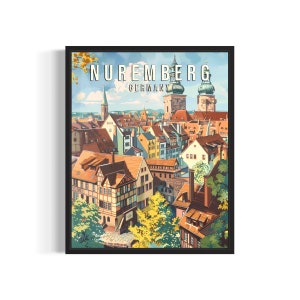 Neurenberg Duitsland poster kunstafdruk, stad retro vintage schilderij muur kunst decor