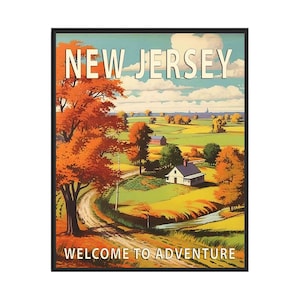 Póster artístico con paisaje del estado de Nueva Jersey, regalos retro del parque nacional