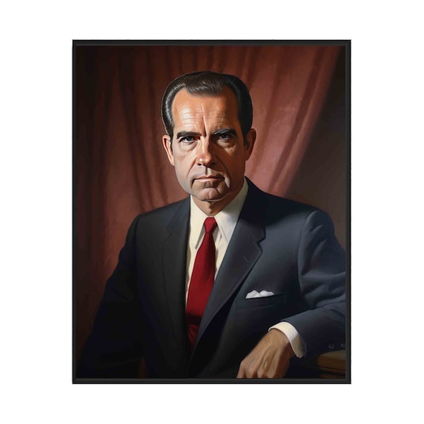 Richard M. Nixon Poster Art Print, US President Wall Decor Painting Artwork