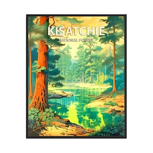 Kisatchie National Forest Poster Kunstdruck, Retro Nationalpark Geschenke