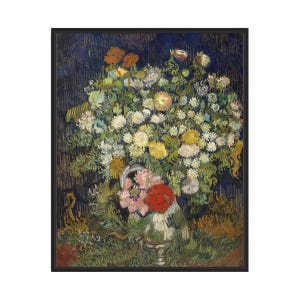Póster con estampado artístico de un ramo de flores en un jarrón, pintura de pared horizontal de Van Gogh, obra de arte para decoración de sala de estar.