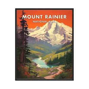 Impression d'art d'affiche du parc national du mont Rainier, cadeaux rétro du parc national