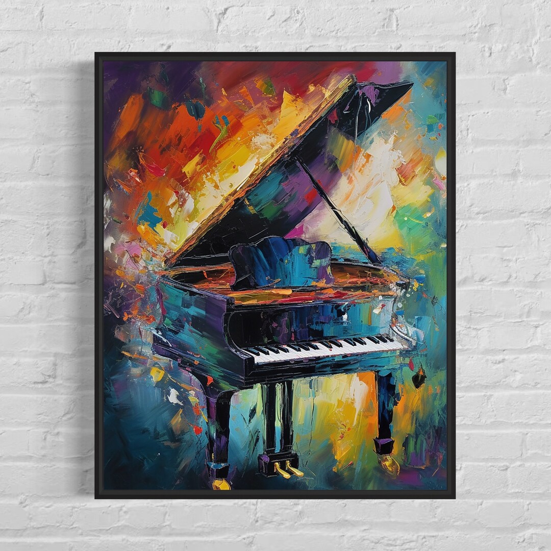 Piano Abstract Painting Art Print, Colorful Abstract Wall Art Poster Etsy