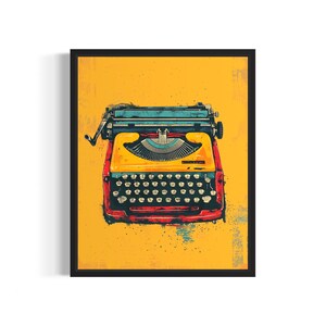 Póster de arte pop de máquina de escribir, impresión artística, pintura retro vintage, decoración de pared
