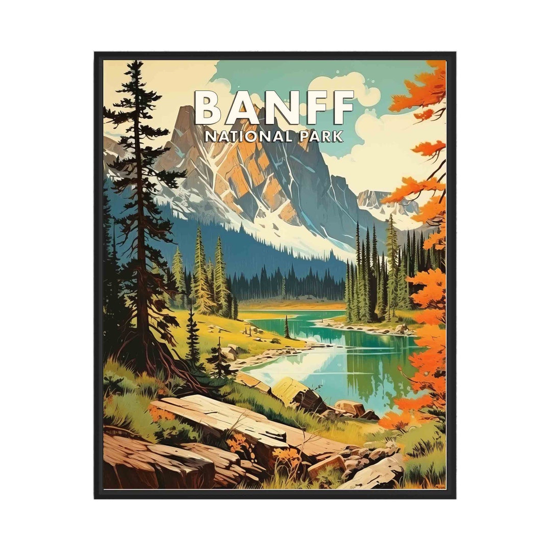 Banff National Park Poster Art Print, Retro National Park Gifts - Etsy