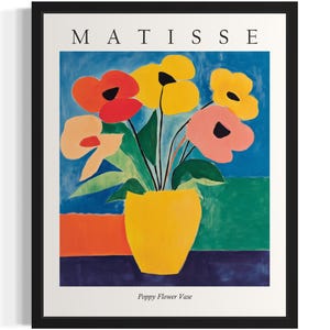 Póster con estampado artístico de flor de amapola, cuadro de pared con flores de Matisse, obra de arte para decoración de sala de estar