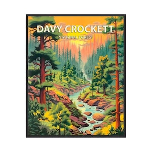 Davy Crockett National Forest Poster Kunstdruck, Retro Nationalpark Geschenke
