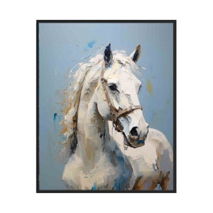Pósteres con impresiones artísticas de caballos blancos, pinturas abstractas de animales para pared, decoración, regalos