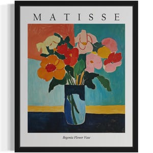Póster con estampado artístico de florero de begonia, cuadro de pared con flores de Matisse, obra de arte para decoración de sala de estar