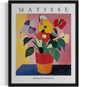 Póster con diseño de florero Morning Glory, impresión artística, cuadro de pared con flores de Matisse, obra de arte para decoración de sala de estar